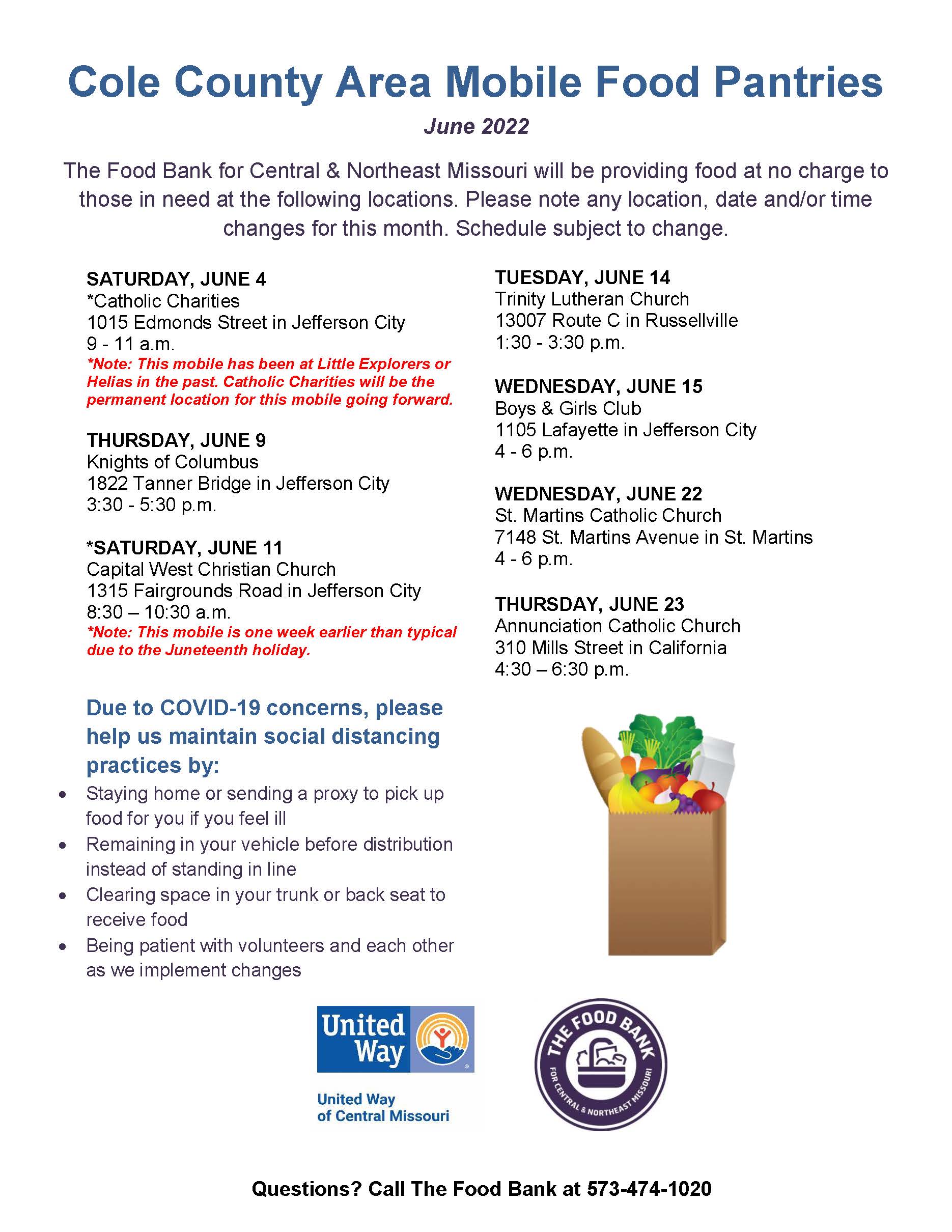 June 2022 Cole County Area Mobile Food Pantry Flyer   Updated 
